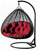 Подвесное кресло Fidzhi искусственный ротанг, 2-х местное, подушка красная