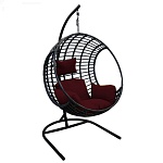 Кресло подвесное London арт.D35B-МТ003 цв.корзины черный, цв.подушки бордовый "Garden story"